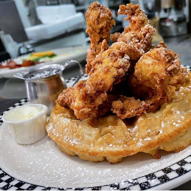 Chicken and waffle plate